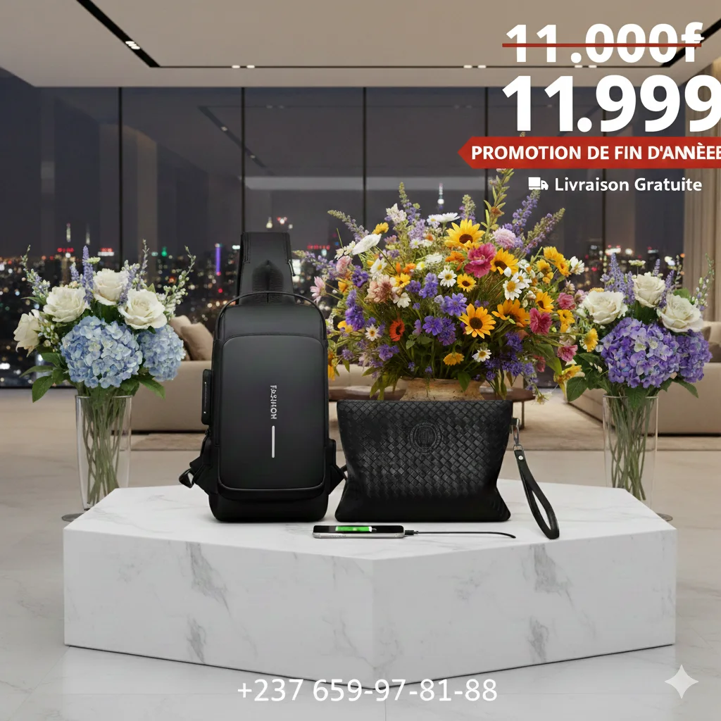 Pack Duo Premium : Sacoche de Poitrine avec Port USB + Pochette Homme