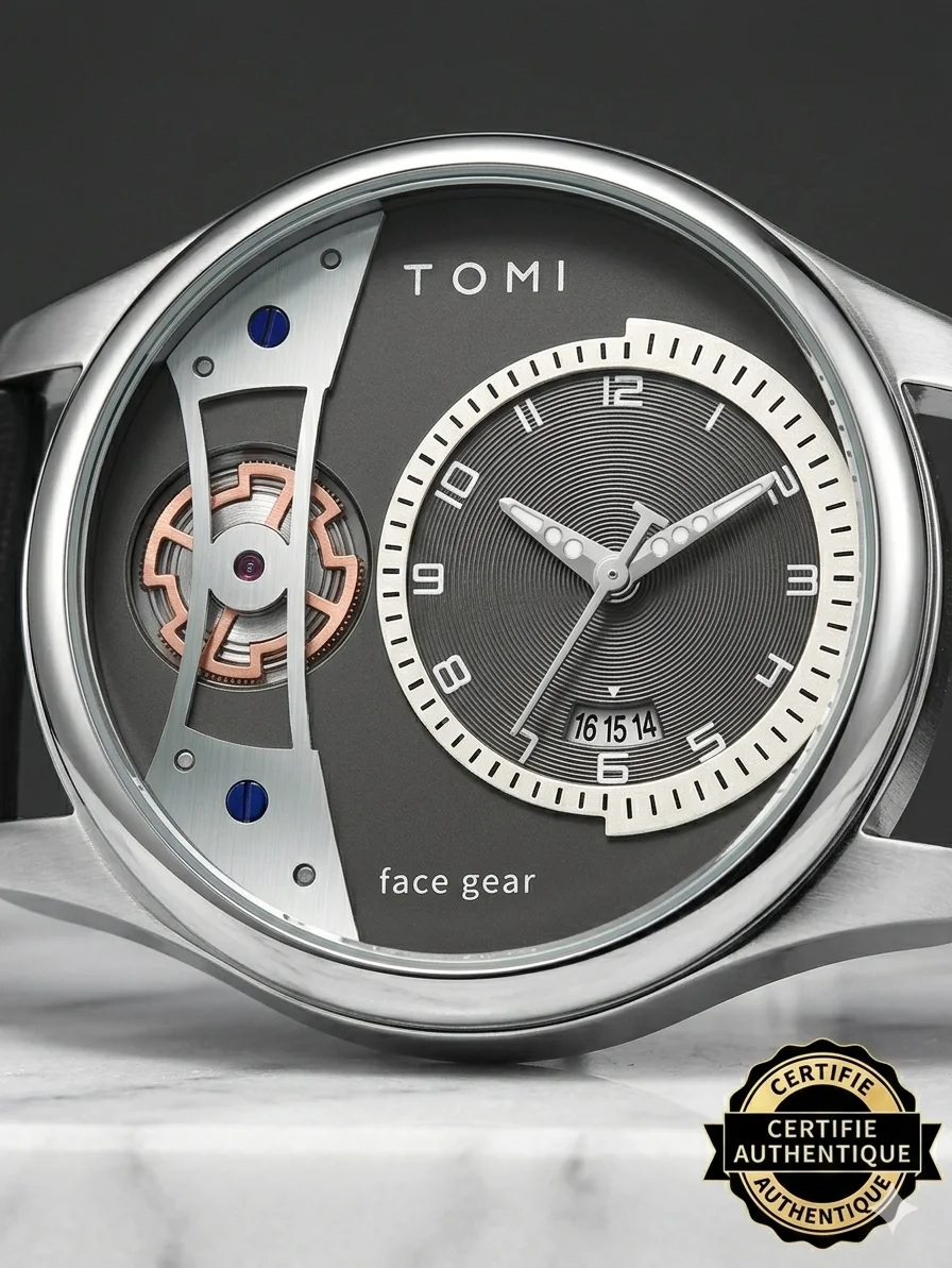 Montre Luxe TOMI "Face Gear" – Mécanisme Apparent + 2 Bracelets Offerts
