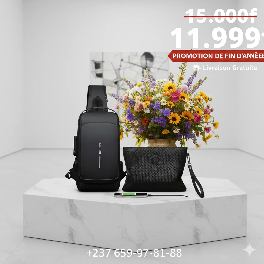 Pack Duo Premium : Sacoche de Poitrine avec Port USB + Pochette Homme