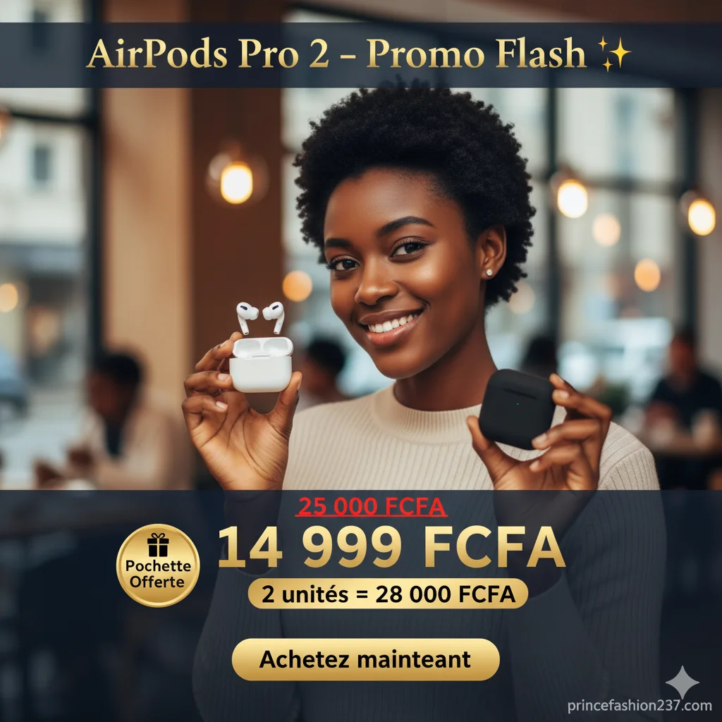 AirPods Pro 2 (ANC) + Pochette Offerte | 14 999 FCFA | Prince Fashion 237