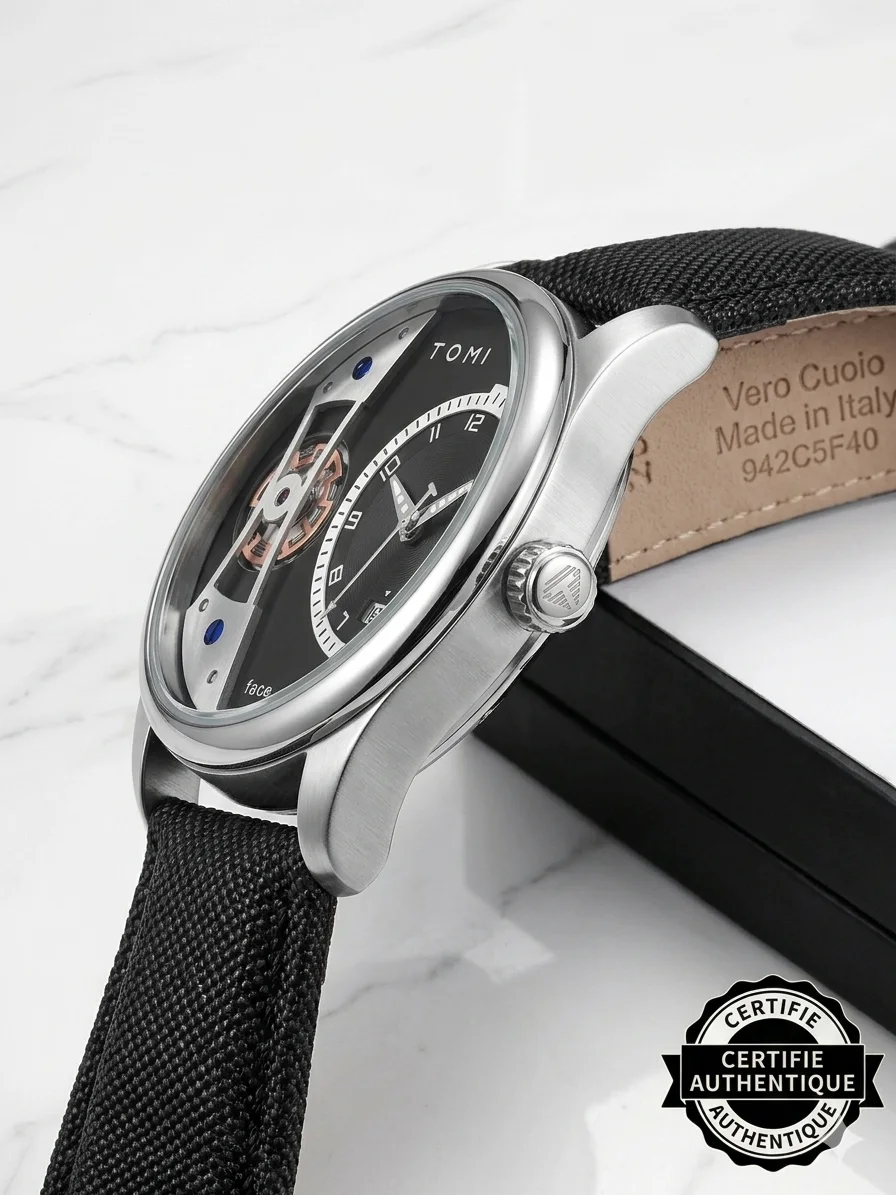 Montre Luxe TOMI "Face Gear" – Mécanisme Apparent + 2 Bracelets Offerts