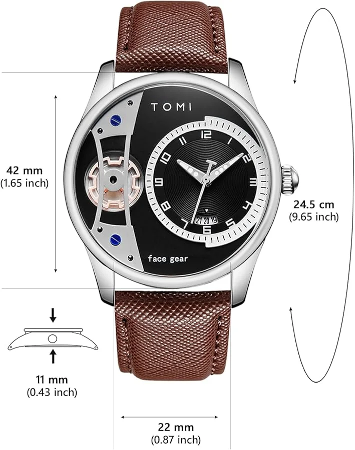 Montre Luxe TOMI "Face Gear" – Mécanisme Apparent + 2 Bracelets Offerts