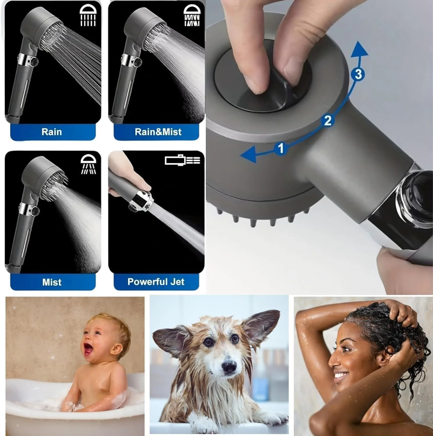 HOTIMO Pro — El Cabezal de Ducha Definitivo Incluye 5 Filtros de Repuesto translate english