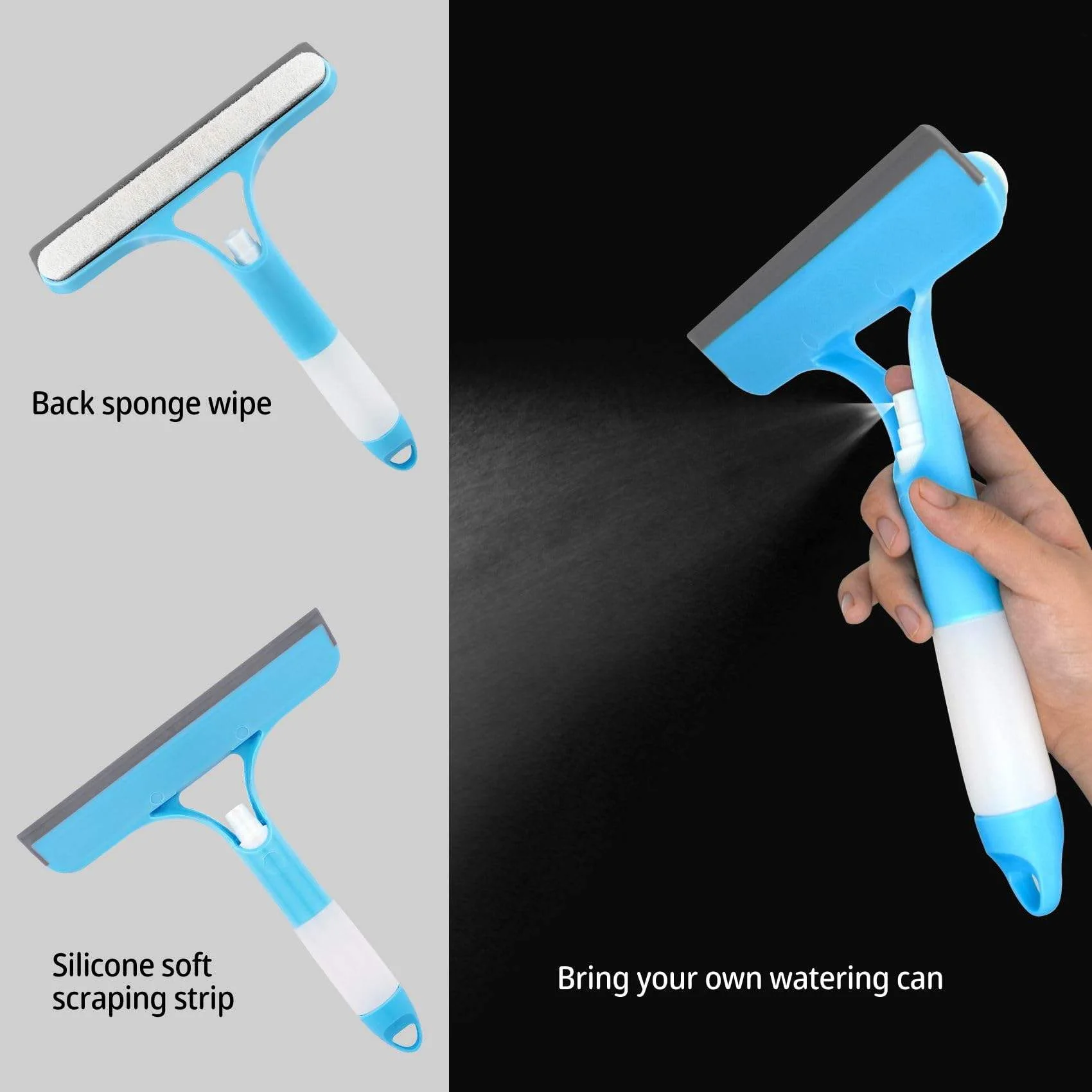 Limpiador de Vidrios 3 en 1 con Spray – Escobilla Multifuncional para Ventanas y Espejos con Microfibra