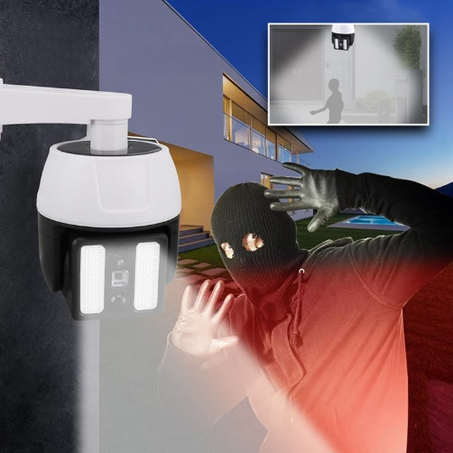 Lámpara de vigilancia solar con control remoto.