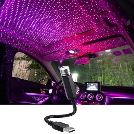مصباح LED مرن لسقف السيارة على شكل نجمة مزود بمنفذ USB