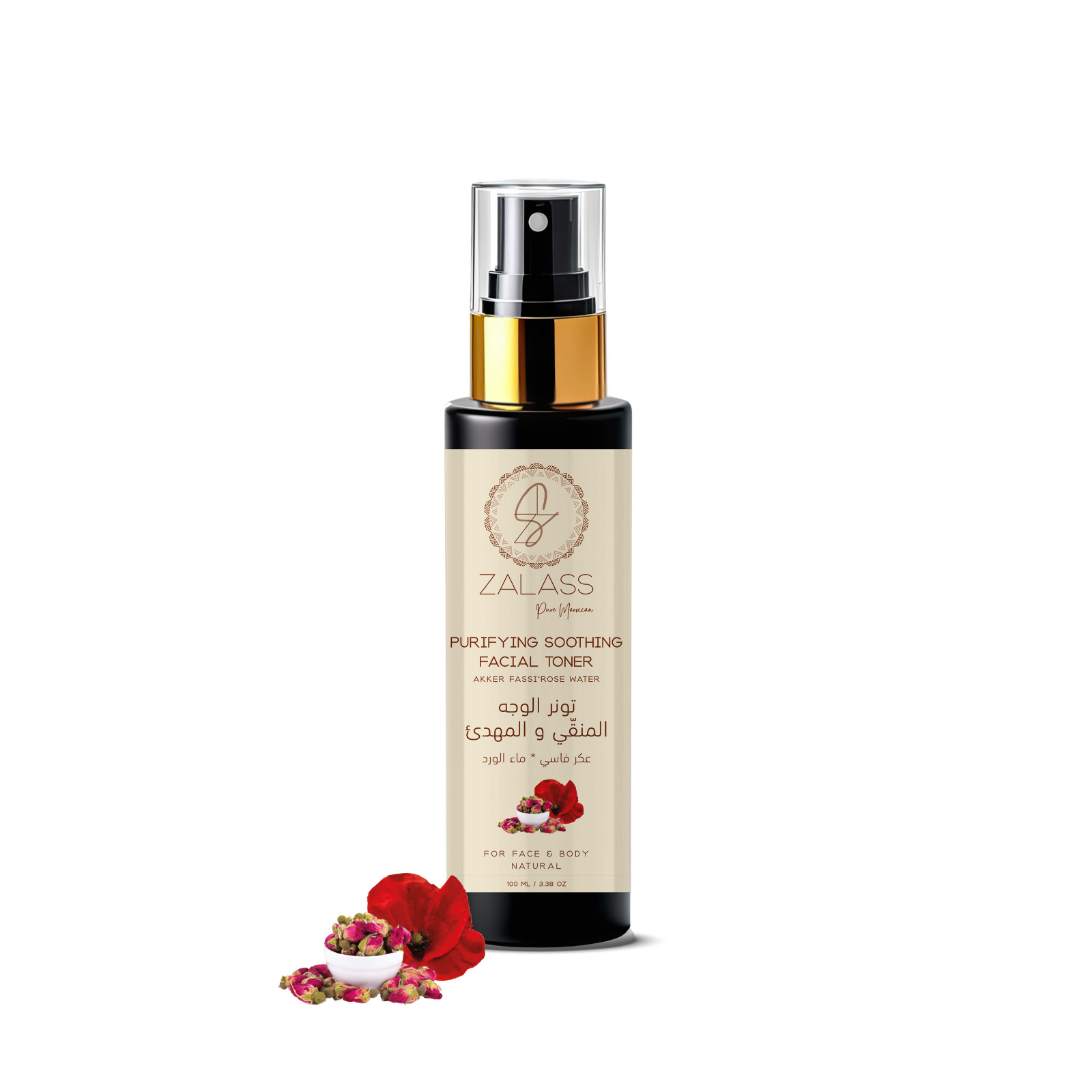 Purifying soothing facial toner Rose water & Aker Fassi