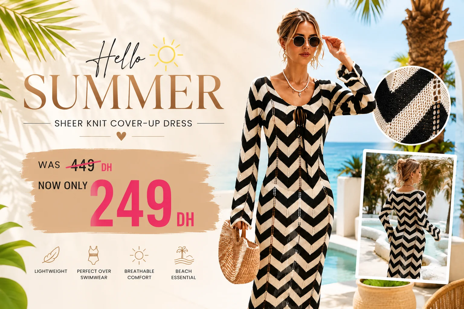 ROBE LONGUE EN MAILLE AJOURÉE