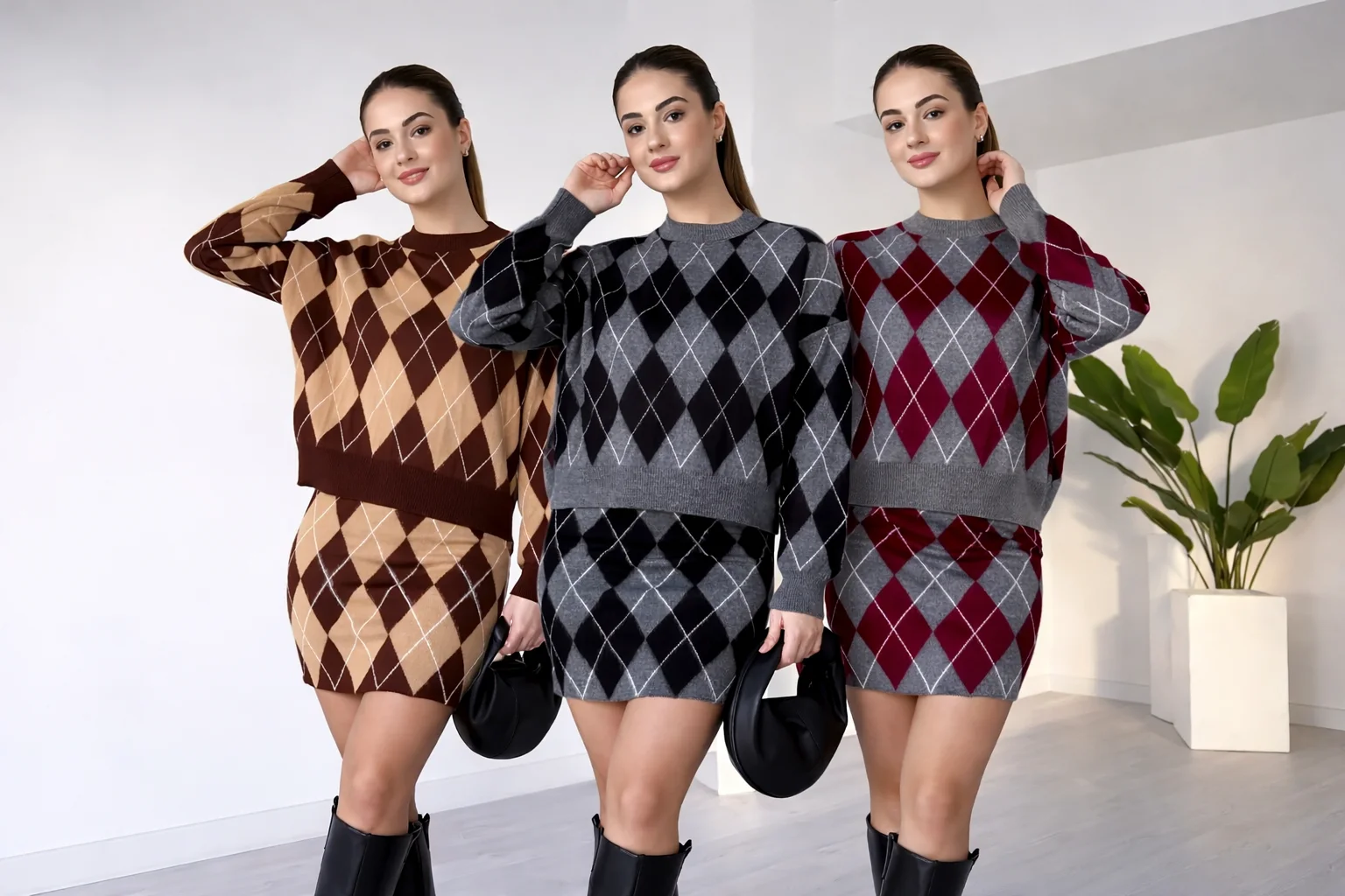 Tricot +jupe en maille jackard