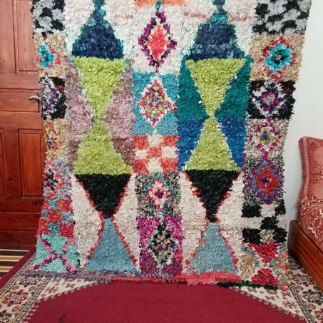 6. 4×5.3 ft Moroccan Handmade Vintage Boucherouite multi Runner Berber Rag Rug
