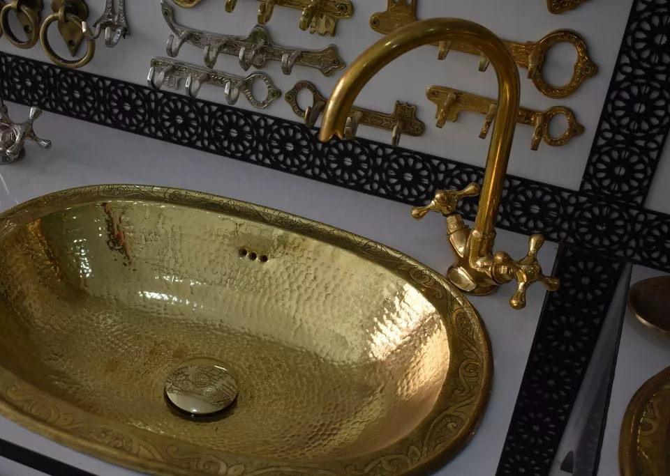 Handcrafted Brass Faucet, Moroccan Bathroom, Bohemian Sink Faucet.