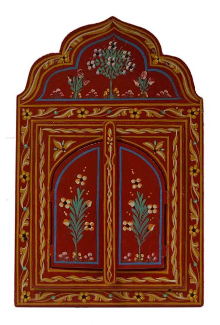Handmade Wood Door Mirror Small Red