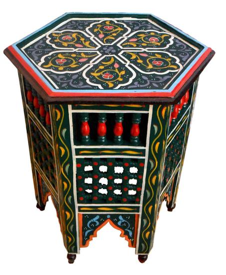Moucharabi Wood Table Handmade Green