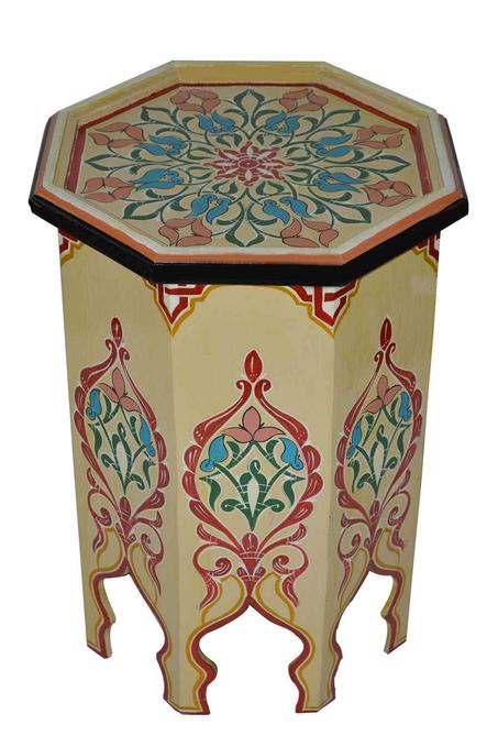 Handmade Wood Painted Table Beige