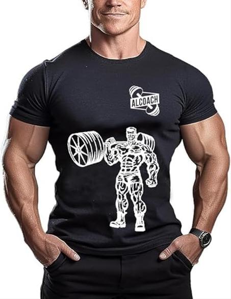 تيشيرت كمال الأجسام للرجال من الكوتش - تيشيرت عصري بأكمام قصيرة للتدريب في صالة الألعاب الرياضية وكمال الأجسام، عصري للتمارين الرياضية بأكمام قصيرة