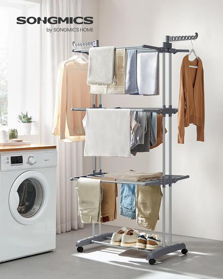 Étendoir à Linge Mobile à 4 Niveaux – Solution Efficace pour un Séchage Optimal