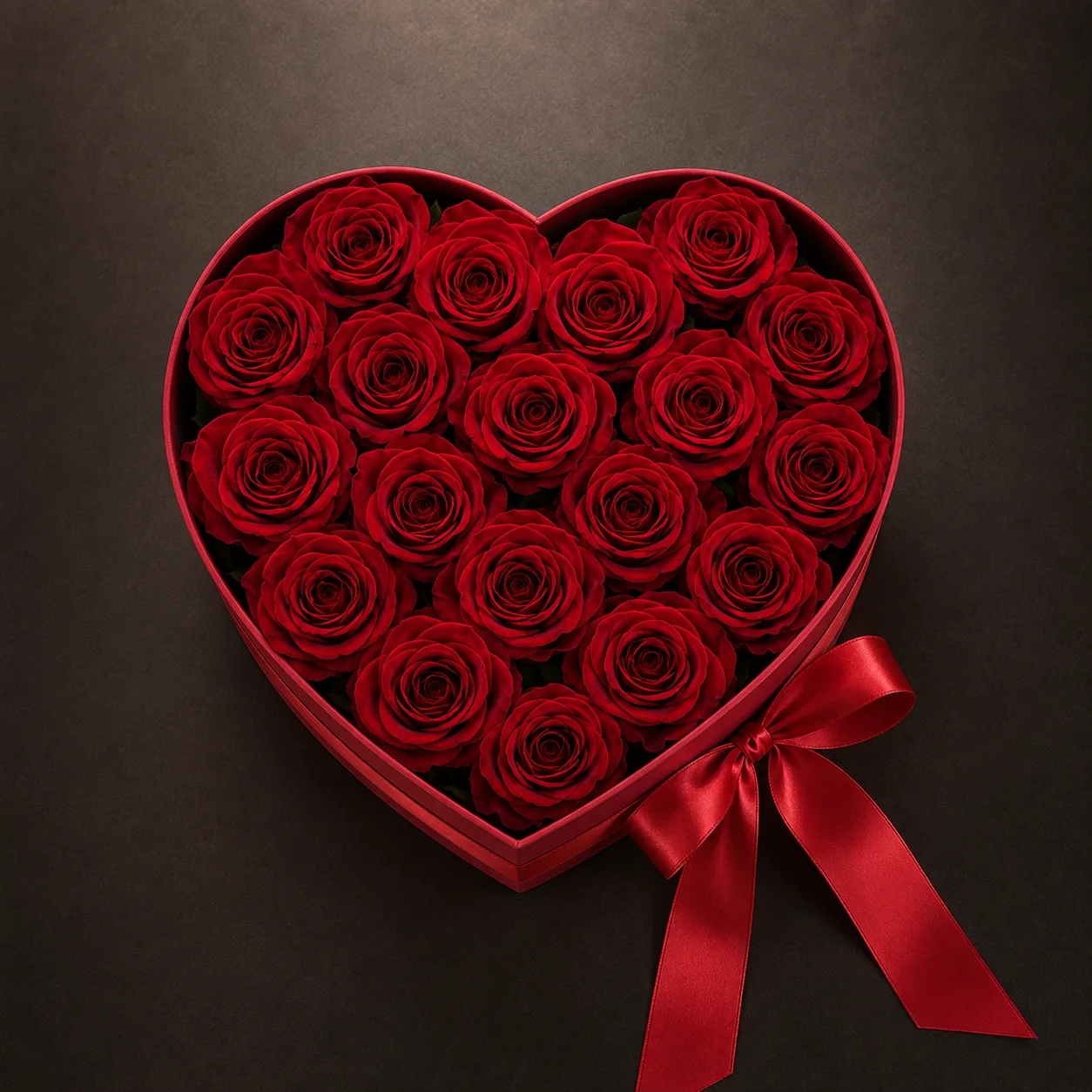 Passion Rouge – Red Roses in a Heart-Shaped Box with Glitter