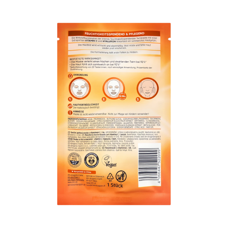 Balea - Masque en tissu à la vitamine C, 1 pièce