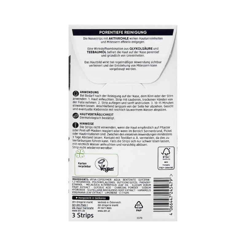 Bandes nasales au charbon actif, 3 pièces