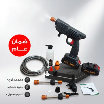 مضخة غسيل وفوم لاسلكية Dr. DeWalt الذكية – بقوة 48 فولت و600 واط (شديدة التحمل مع بطاريتين وضمان عام) + شامبو  عالي التركيز (بصيغة الكريستال) لغسيل وتلميع السيارات مع خاصية طرد الماء