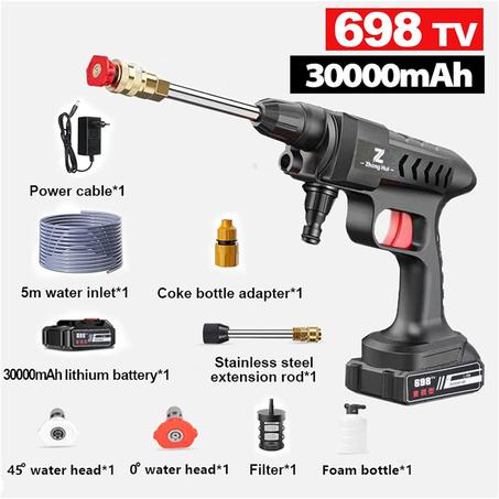 غسالة ضغط لاسلكية تعمل بالبطارية، غسالة ضغط محمولة مع بطارية قابلة لإعادة الشحن لغسل السيارة، لتنظيف سياج أرضية السيارة وسقي الحديقة