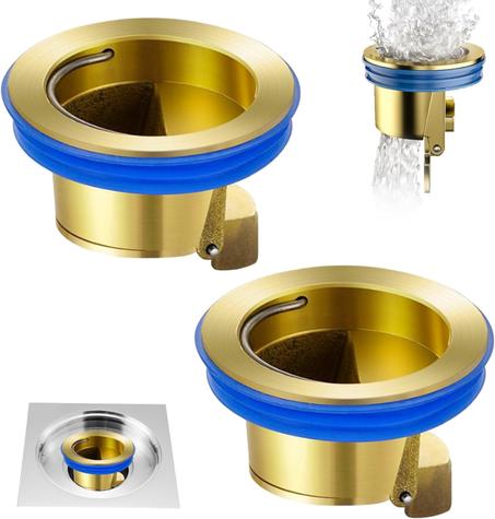 غطاء تصريف ارضية الصرف الصحي من النحاس، قطعتان، مزود بآلية منع التدفق العكسي للماء، يقي من تسرب الروائح الكريهة والحشرات الضارة