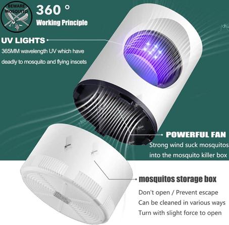 جهاز إبادة البعوض المتقدم، مع مصدر طاقة USB ومحول، لغرفة النوم المنزلية الداخلية والخارجية