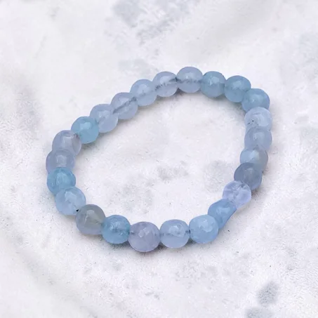 سوار حجر الأكوامارين المضلع (Aquamarine) | طاقة الهدوء وصفاء البحر