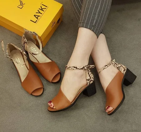 Sandales a talons cour pour femme en cuir artificiel luxe