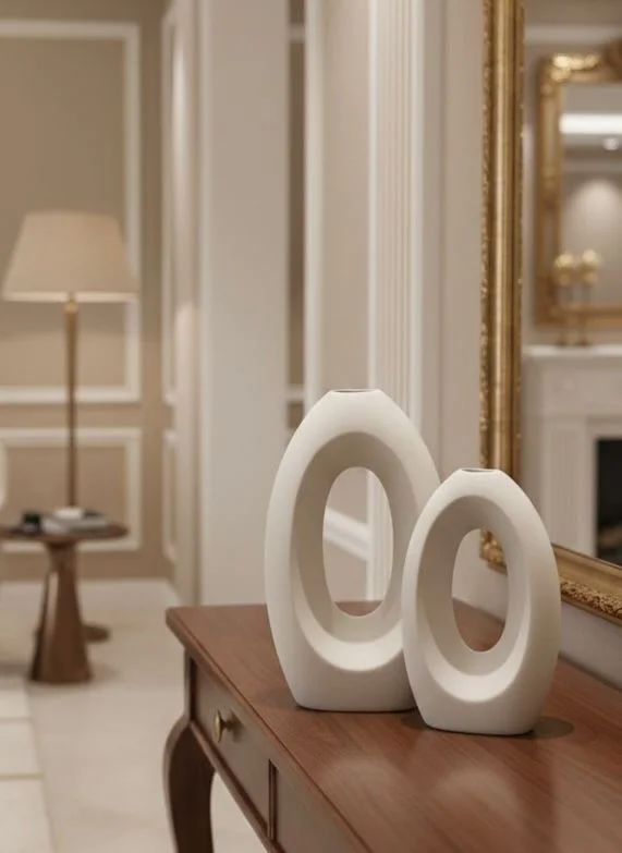 مزهريتان خزفيتان بتصميم عصري