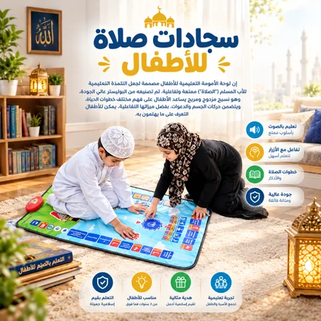 سجادة صلاة تعليمية تفاعلية للأطفال – سجادة صلاة إلكترونية لتعليم الصلاة والأذكار