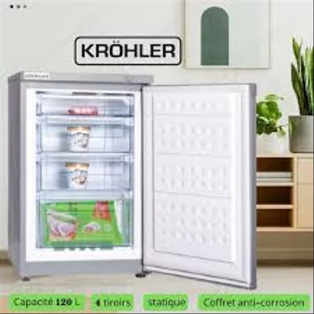 KRÖHLER Congélateur Vertical 120 L 4 Tiroirs statique coffret anti-corrosion, KVT-120-S-G
