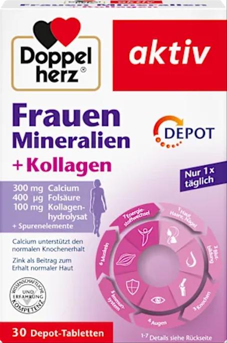 Doppelherz Frauen Mineralien + Kollagen – 30 أقراص  💊