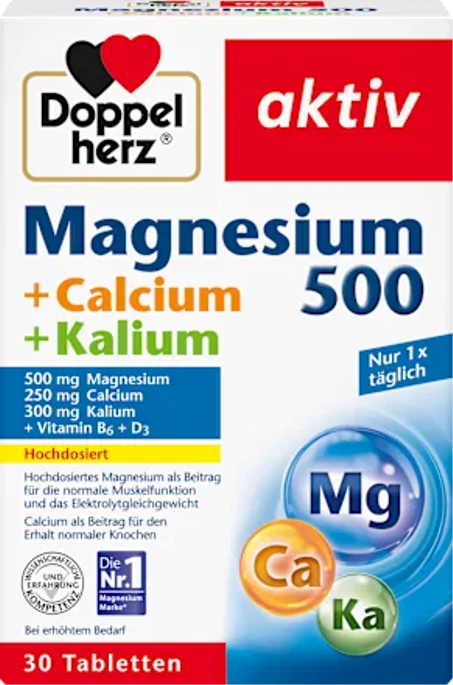 💊 أقراص Doppelherz Magnesium 500 + Calcium + Kalium