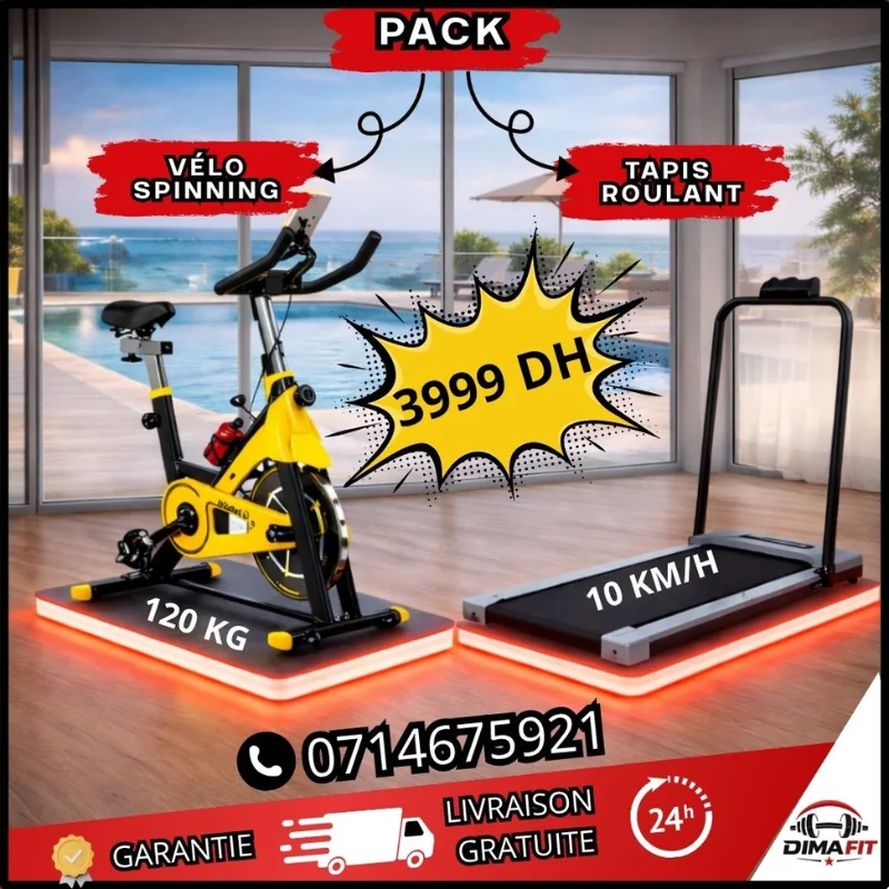 🔥 PACK FITNESS PRO – Vélo Spinning + Tapis Roulant 10KM/H | Livraison Gratuite