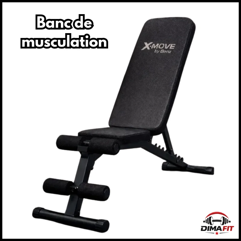 Entraînement complet : banc de musculation réglable noir avec élastiques