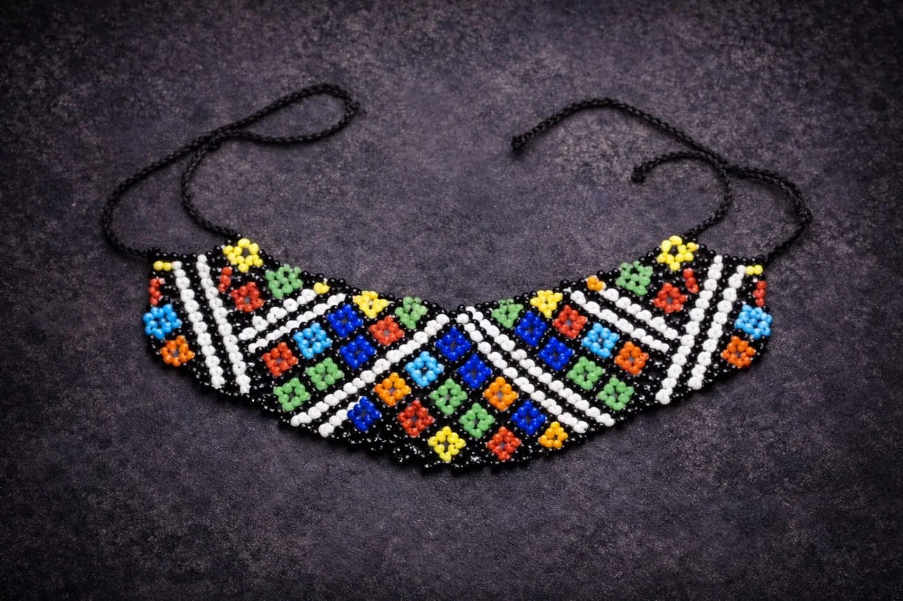 Handmade Moroccan Beaded Necklace – Colorful Tribal Design