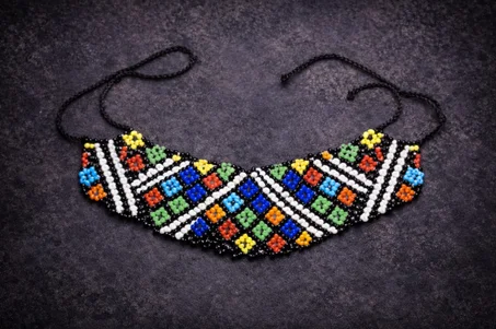 Handmade Moroccan Beaded Necklace – Colorful Tribal Design