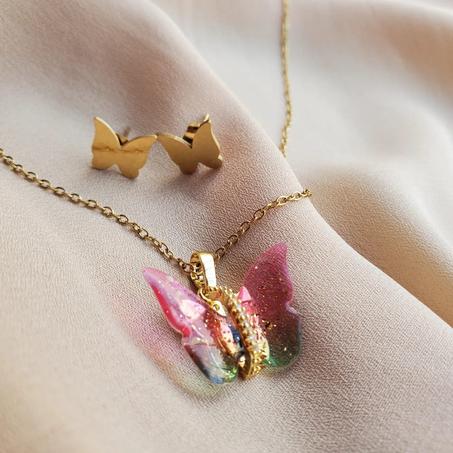 Collier avec Pendentif Papillon en Acier Inoxydable