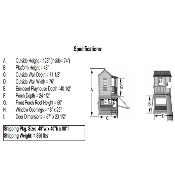 6×6 Little Cedar Playhouse – Western Red Cedar – Kids’ Playhouse & Sandbox Kit
