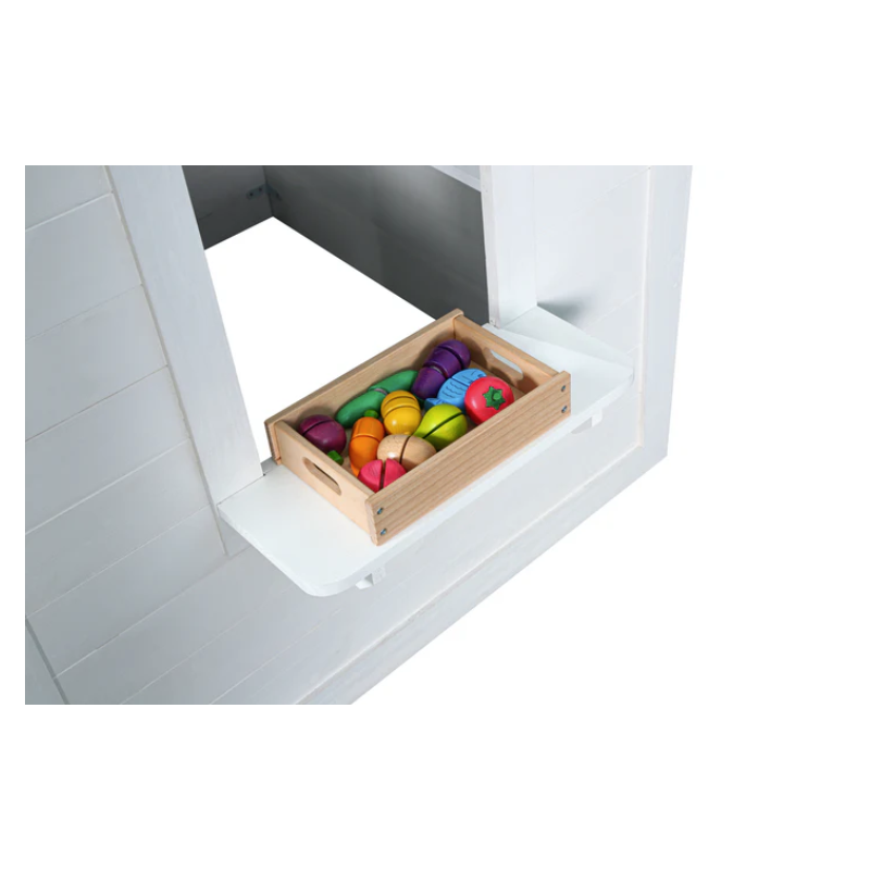 2MamaBees Zahara Wooden Playhouse with Kitchen & Garden Boxes