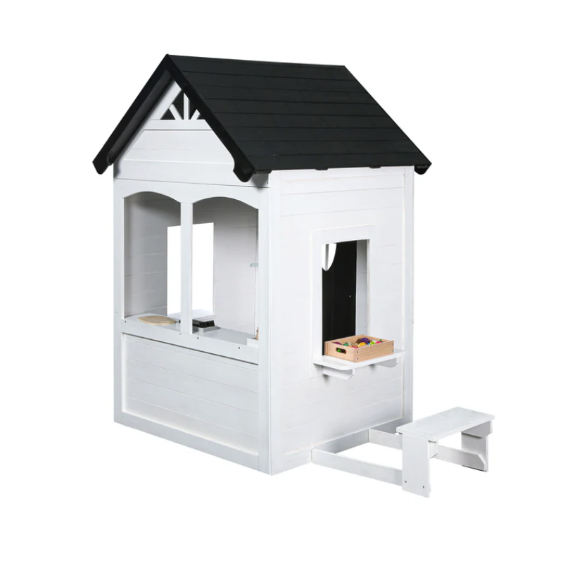 2MamaBees Zahara Wooden Playhouse with Kitchen & Garden Boxes