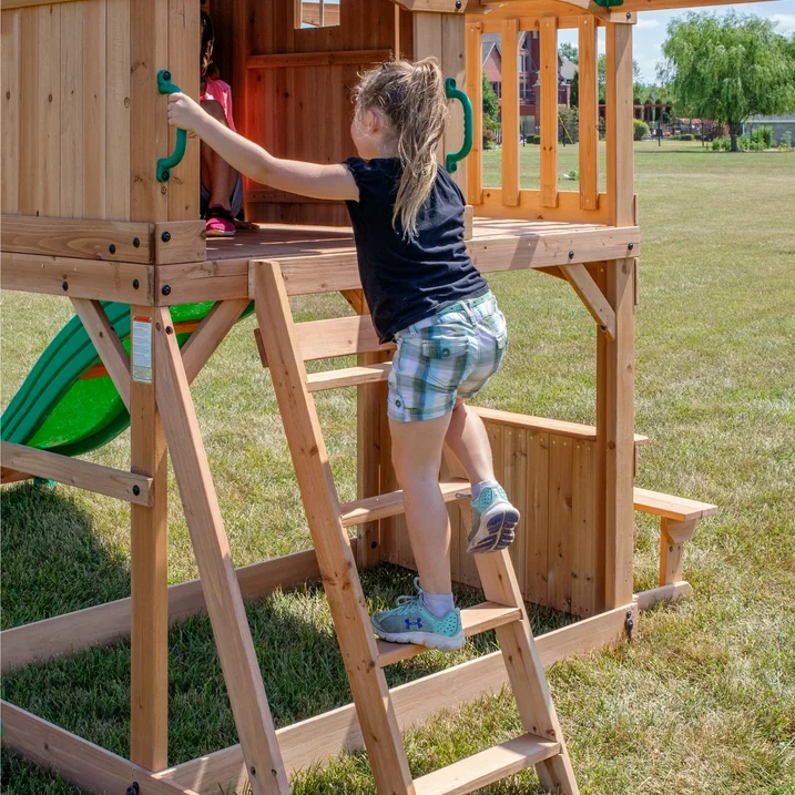Backyard Discovery Montpelier Cedar Wood Swing Set, Slide, Clubhouse, Monkey Bars