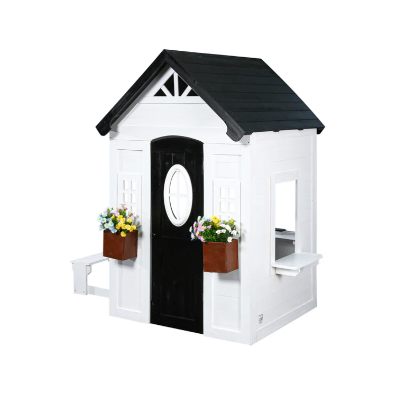 2MamaBees Zahara Wooden Playhouse with Kitchen & Garden Boxes