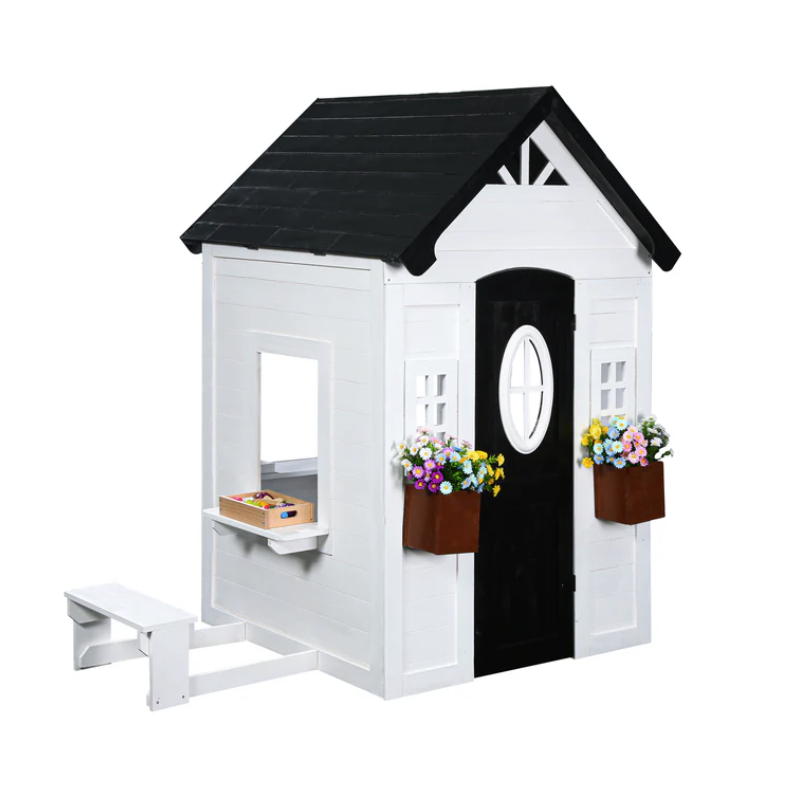 2MamaBees Zahara Wooden Playhouse with Kitchen & Garden Boxes