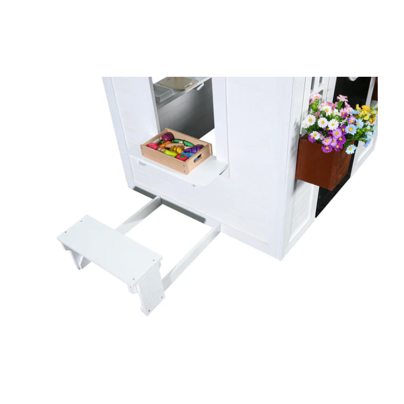 2MamaBees Zahara Wooden Playhouse with Kitchen & Garden Boxes