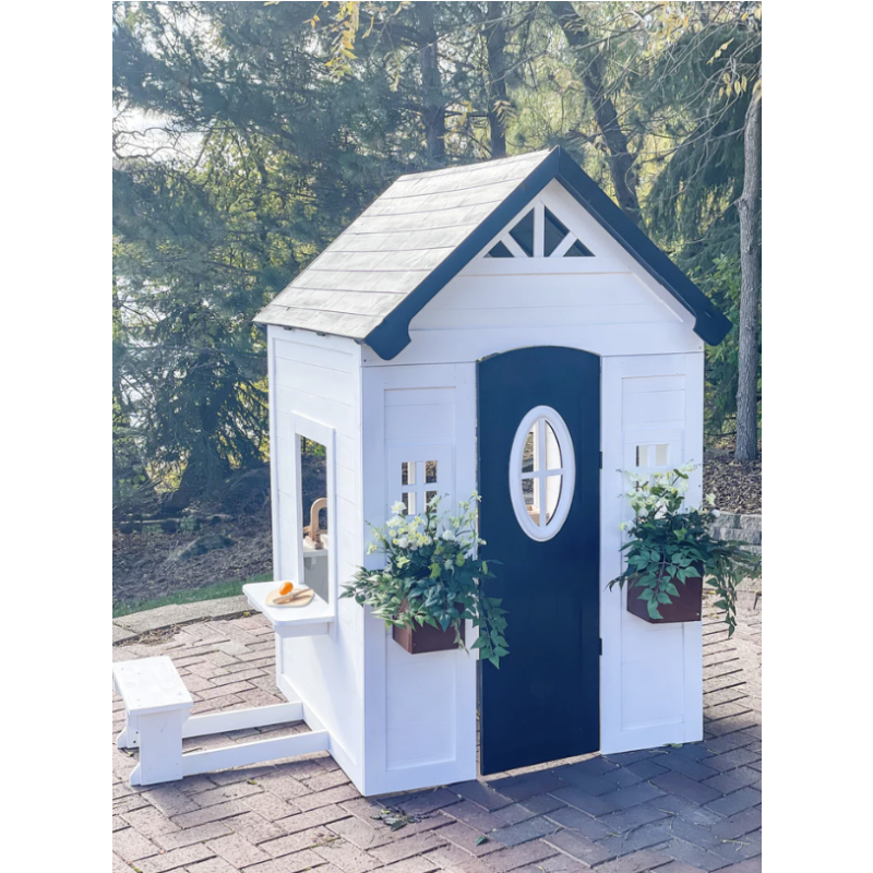 2MamaBees Zahara Wooden Playhouse with Kitchen & Garden Boxes