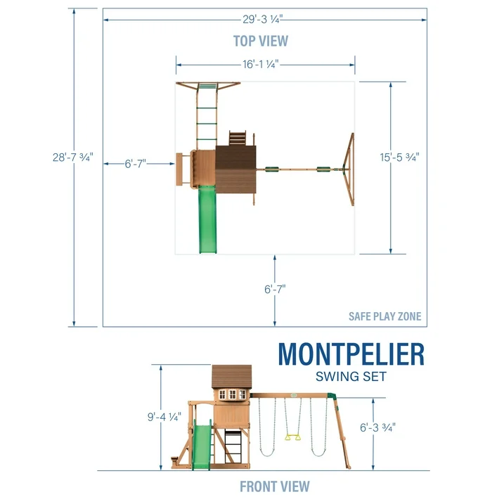 Backyard Discovery Montpelier Cedar Wood Swing Set, Slide, Clubhouse, Monkey Bars