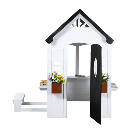 2MamaBees Zahara Wooden Playhouse with Kitchen & Garden Boxes