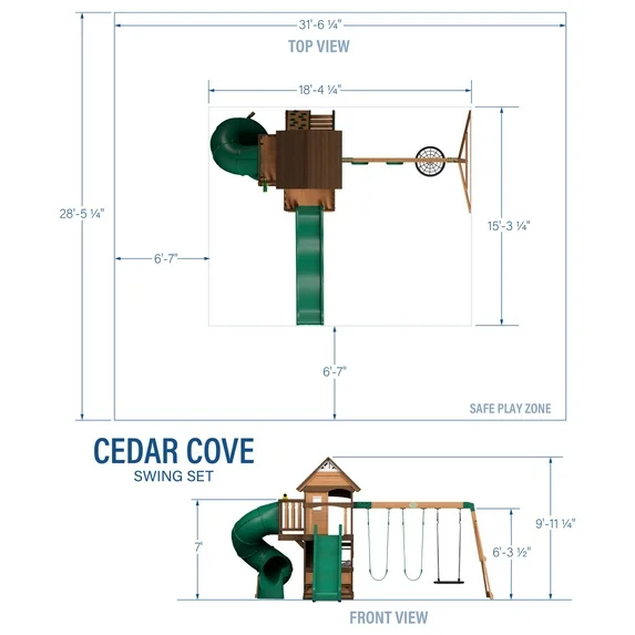 Backyard Discovery Cedar Cove Cedar Wood Swing Set, Slides, Clubhouse, Rock Wall, Grill